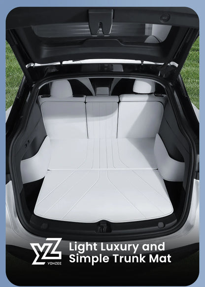YZ For Tesla Model Y Juniper 2021-2026 Leather Trunk Mats Fully Surrounded Waterproof Non-Slip Liner Custom Floor Mat Accessorie