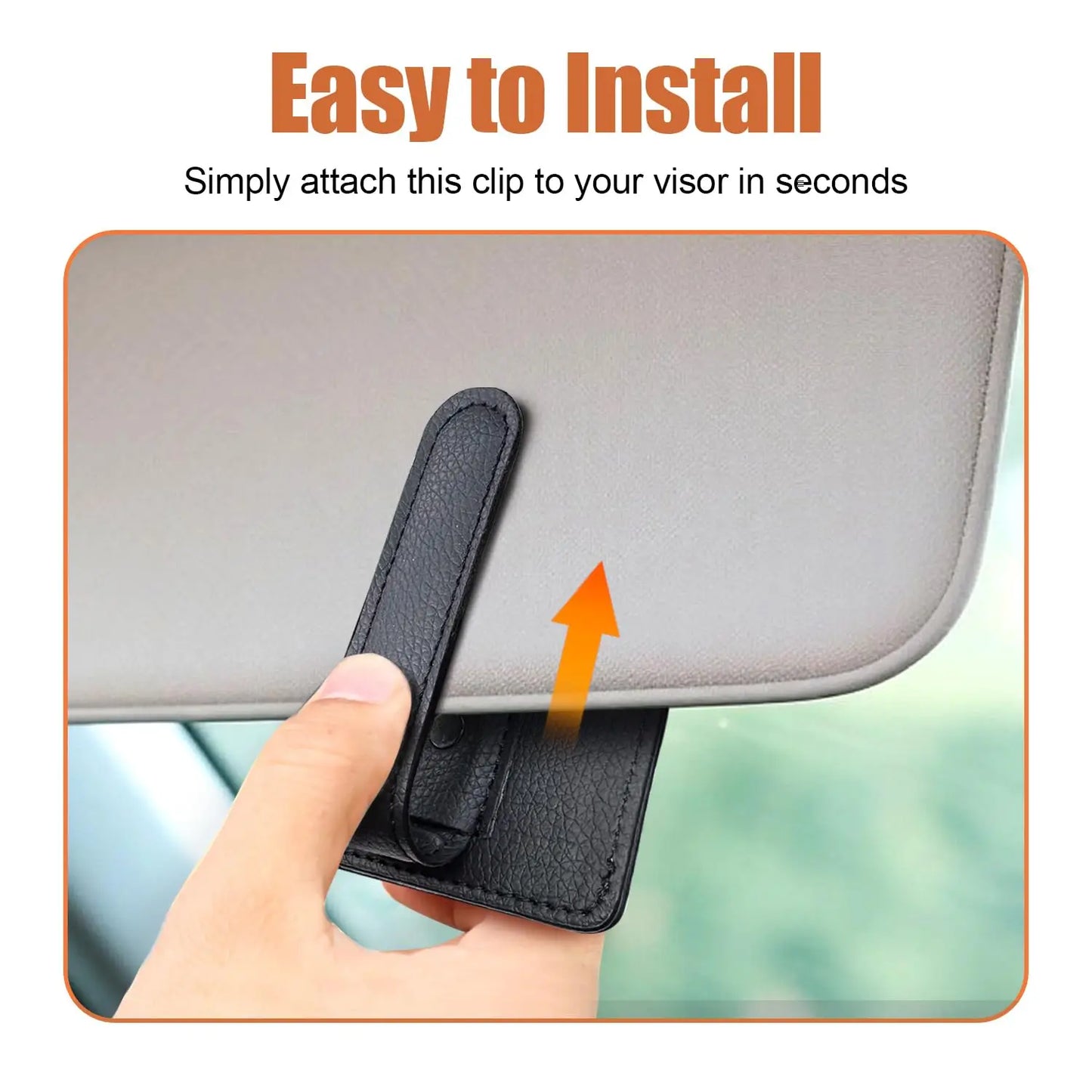 Car Sun Visor Sunglasses Holder with Photo/ID Card Slot PU Leather Glasses Clip Anti-fall anti-slip car sun visor accessories