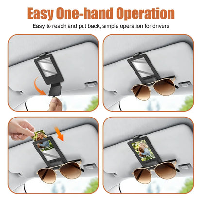 Car Sun Visor Sunglasses Holder with Photo/ID Card Slot PU Leather Glasses Clip Anti-fall anti-slip car sun visor accessories