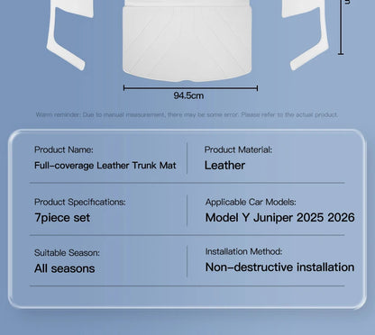 YZ For Tesla Model Y Juniper 2021-2026 Leather Trunk Mats Fully Surrounded Waterproof Non-Slip Liner Custom Floor Mat Accessorie