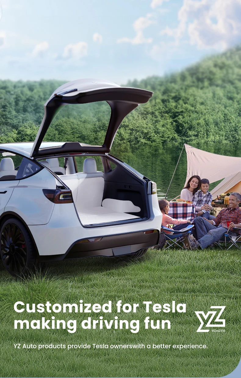 YZ For Tesla Model Y Juniper 2021-2026 Leather Trunk Mats Fully Surrounded Waterproof Non-Slip Liner Custom Floor Mat Accessorie