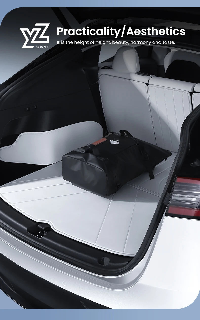 YZ For Tesla Model Y Juniper 2021-2026 Leather Trunk Mats Fully Surrounded Waterproof Non-Slip Liner Custom Floor Mat Accessorie