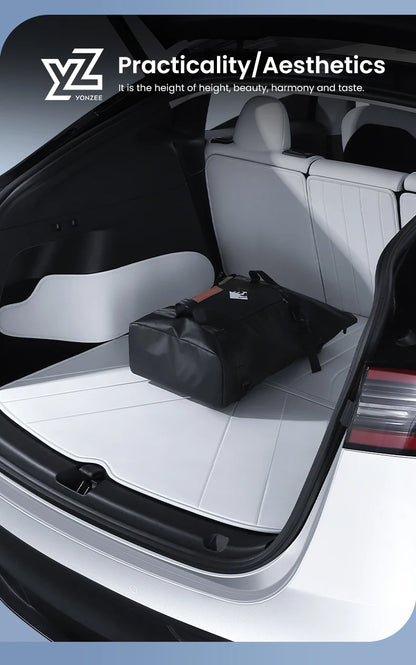 YZ For Tesla Model Y Juniper 2021-2026 Leather Trunk Mats Fully Surrounded Waterproof Non-Slip Liner Custom Floor Mat Accessorie